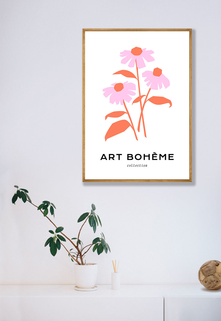 Abstract Art Boheme Pink Flower Poster